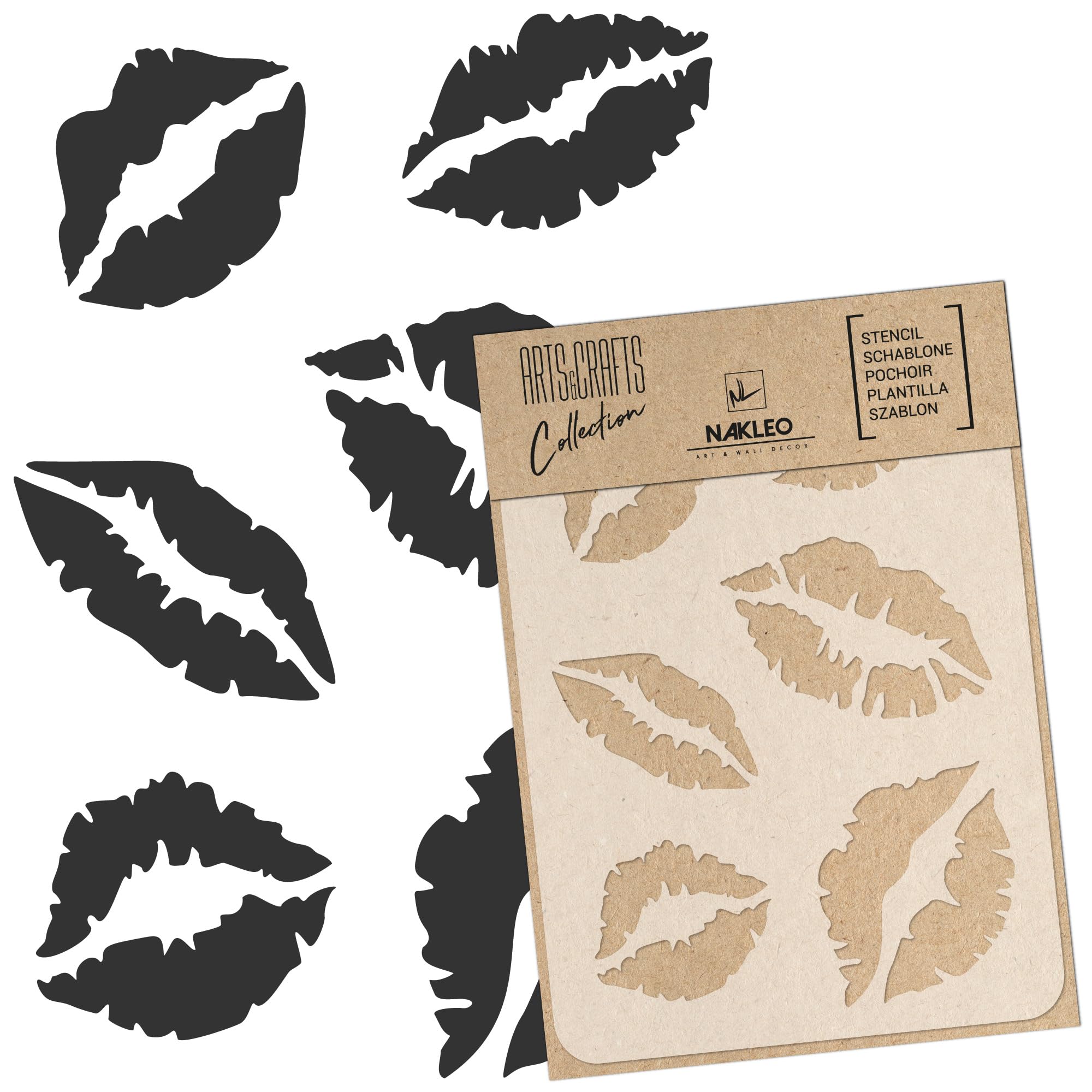 NAKLEO Painting Stencil for Crafts A5 15x21cm, Lips Mouth Design Pattern, Reusable Plastic DIY & Scrapbooking Drawing Template, Decoupage Art Home Decor, Wall Wood Fabric Furniture