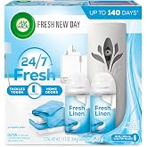 Air Wick Automatic Air Freshener Spray Starter Kit, Fresh Linen, 2ct | Room freshener for home fragrance; automatic spray dispenser Gadget with 1 Fresh Linen refill, infused with essential oils.