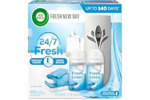 Air Wick Automatic Air Freshener Spray Starter Kit (Gadget + Refill), Fresh Linen, Air Freshener, Essential Oils