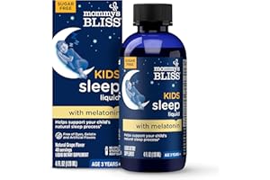 Mommy's Bliss Kids Sleep Liquid with Melatonin & Calming Herbs | Supports The Natural Sleep Process for Children 3 Years & Up | Grape Flavor | Sugar Free| 4 Fl Oz (60 Servings)