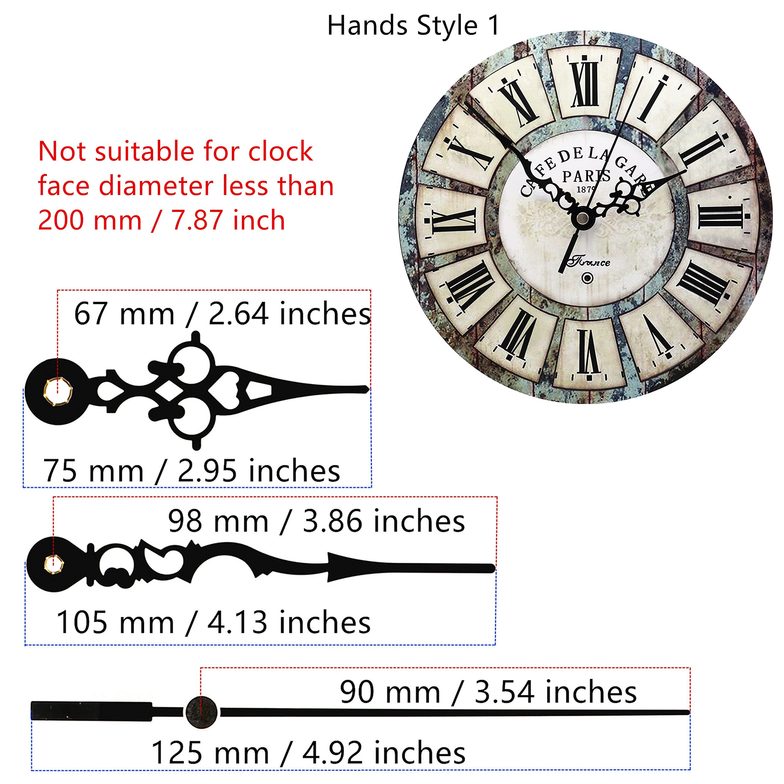 TIKROUND Youngtown 12888 Snap in Type 4.5mm Hour Shaft Length Continuous Sweep Non Threaded Quartz Clock Movement 8mm Total Shaft Length (A Hands).