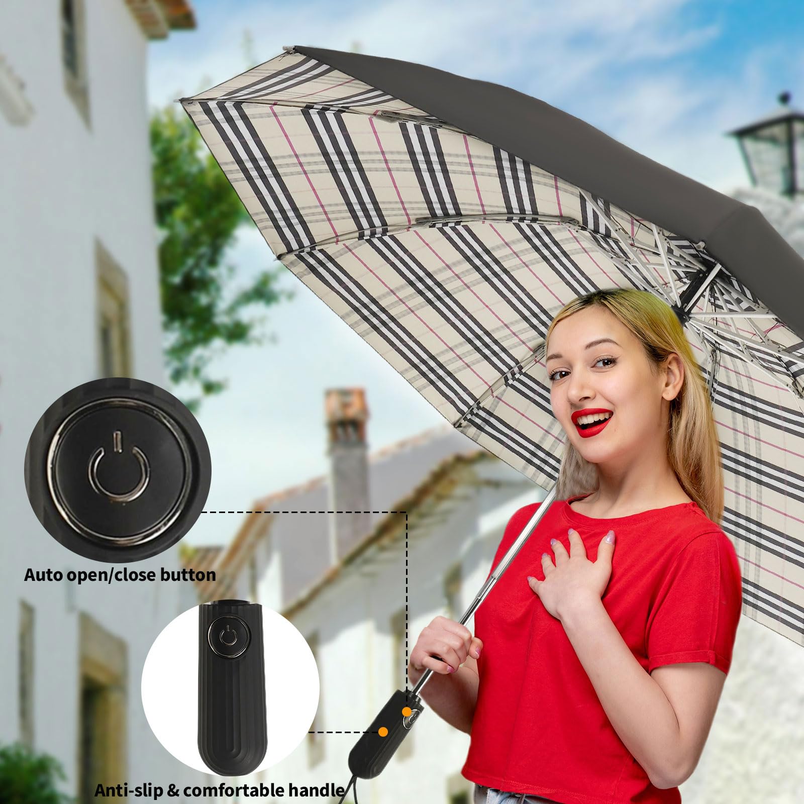 ZDSSM Compact Travel Umbrella Inverted Reverse Umbrellas for Rain & Sun – Small, Portable Windproof, UV Protection Umbrella for Travel, Backpack, Women and Men
