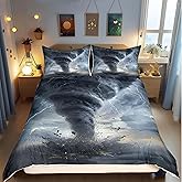 3D Tornado Bedding Set Queen,Lightning Comforter Cover for Boys Girls,Kids Natural Disaster Duvet Cover Set Tornado Pattern Bedspread Cover Fashion Teens Bedroom Decor Bed Collection(No Comforter)