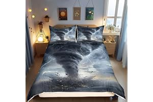 CASTLE FAIRY 3D Tornado Bedding Set Twin Size for Kids Boys Bedroom,Lightning Bed Duvet Cover Set,Natural Disaster Comforter Cover Tornado Pattern Decor 2 Pieces 1 Duvet Cover with 1 Pillowcase No Comforter