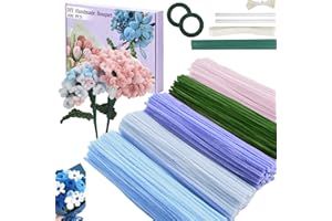 400 Piece Pipe Cleaners Craft Set,4 Colors Bulk Pastel Chenille Stems for Craft, Pipe Cleaner Flowers Making Kit with Floral 