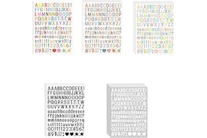 SACDRL 9360 Color Letter Stickers 60 Sheets - 0.5in Vinyl Self-Adhesive Alphabet and Number Labels for Mailbox, DIY Crafts, Art Making, Decals for Sign, Notebook (A4)