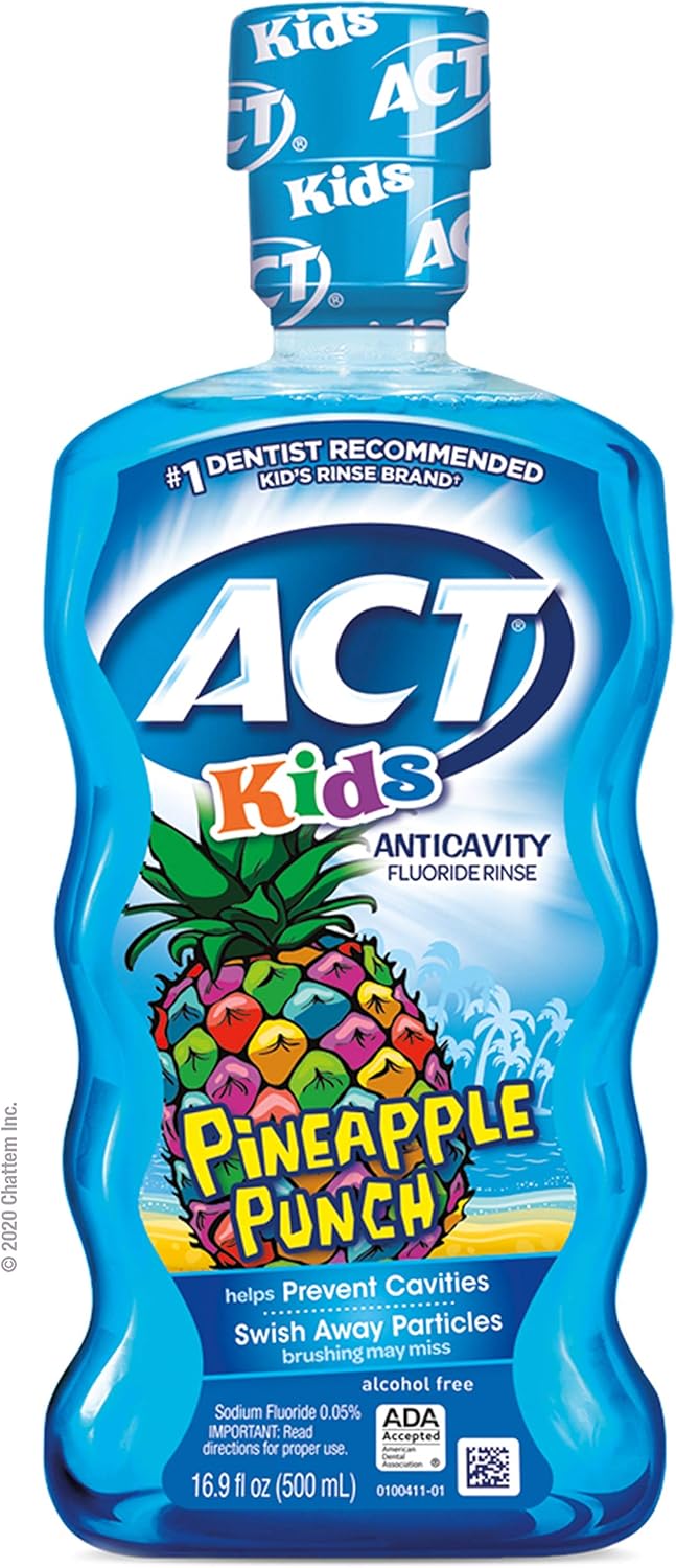 ACT Kids Anticavity Fluoride Rinse, Pineapple Punch Children's Mouthwash, 16.9 oz