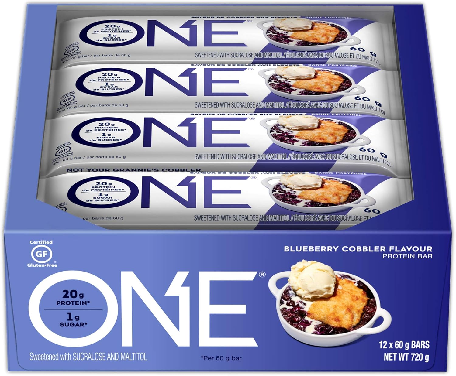 Amazon Com One Protein Bars Blueberry Cobbler Gluten Free Protein Bars With g Protein And Only 1g Sugar Guilt Free Snacking For High Protein Diets 2 12 Oz 12 Pack Health Personal Care