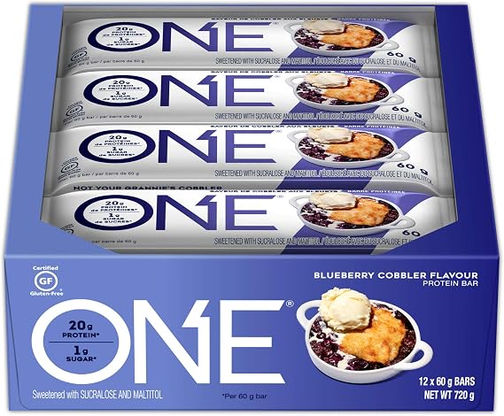 Amazon Com One Protein Bars Blueberry Cobbler Gluten Free Protein Bars With g Protein And Only 1g Sugar Guilt Free Snacking For High Protein Diets 2 12 Oz 12 Pack Health Personal Care