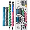 Gyre & Gimble Pencil Gidgets–Textured Silicone Pencil Sleeve for Quiet Fidgeting–Transform Your Mechanical Pencil into a Tool of Focus and Tranquility – 4 Sleeves & 2 Pencils – Pink/Green/Blue/Gray