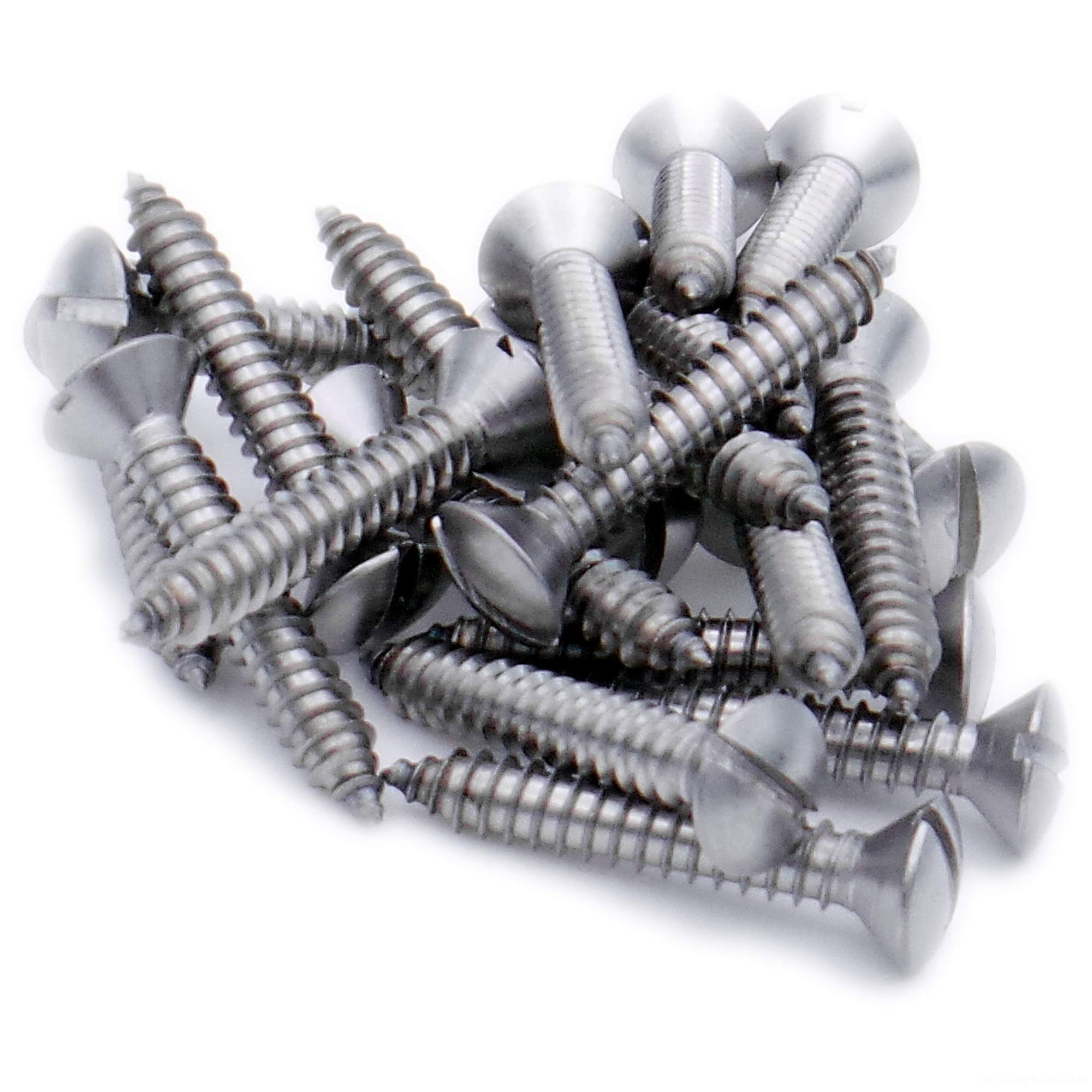 No.10 x 1.25 (4.8mm x 32mm) Slot Raised Countersunk Self-Tapping Screw - Stainless Steel (A2) (Pack of 20)