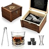 EXREIZST Whiskey Stones Gift Set - Whiskey Gifts for Men, Granite Chilling Whiskey Rocks, Scotch Bourbon Whiskey Glass Gift Box Set, Best Drinking Gifts for Dad Husband Birthday Party Holiday Present