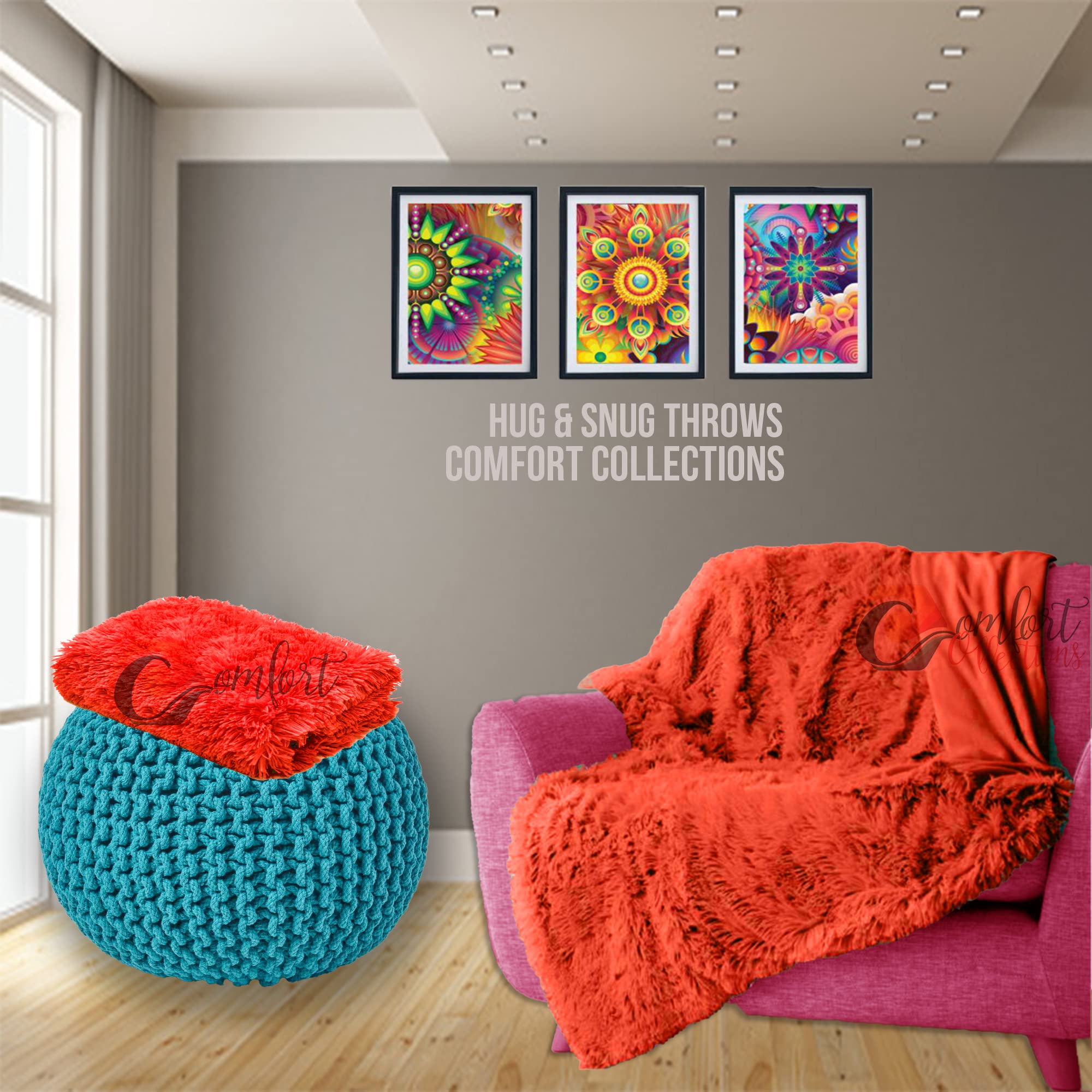 Teddy Fleece Luxury Hug and Snug Cuddles Fluffy Faux Fur Sherpa Reversible Throw Sofa Bed Super Soft Warm and Cosy Blanket Double King Bed Throw Red 150cm x 200cm Approximate.