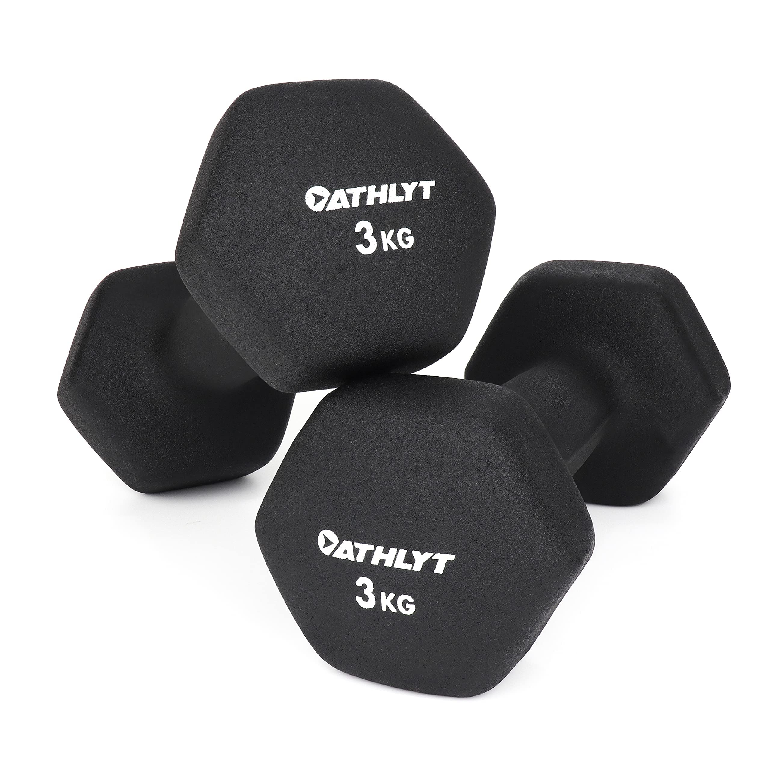 Athlyt Neoprene Dip Dumbbell Set, 2 x 3kg, Black