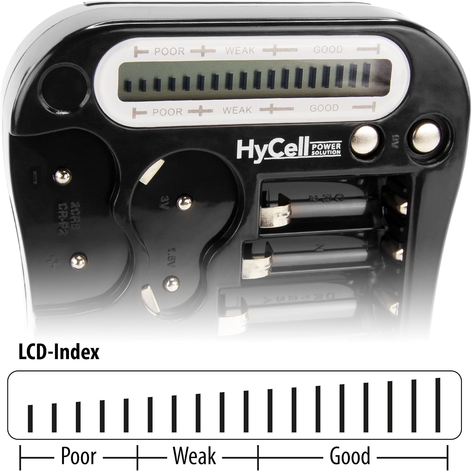 HYCELL LCD Battery Tester Capacity Indicator and Button Cells, black, 118 mm - Image 5