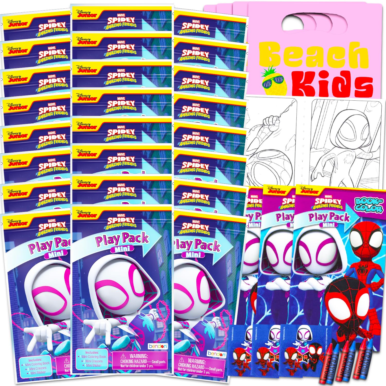 Photo 1 of Marvel Spider Girl Gwen Stacy Mini Party Favors Set for Kids - Bundle with 24 Ghost-Spider Gwen Play Packs with Coloring Pages, Stickers, More (Spidergirl Birthday Party Supplies)