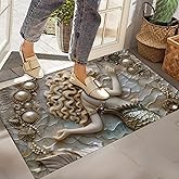 Zeleda Elegant Mermaid Indoor Door Mat, Non-Woven Fabric Door Mat, Anti-Slip Backing Welcome Mat for Front Door, Indoor Entra