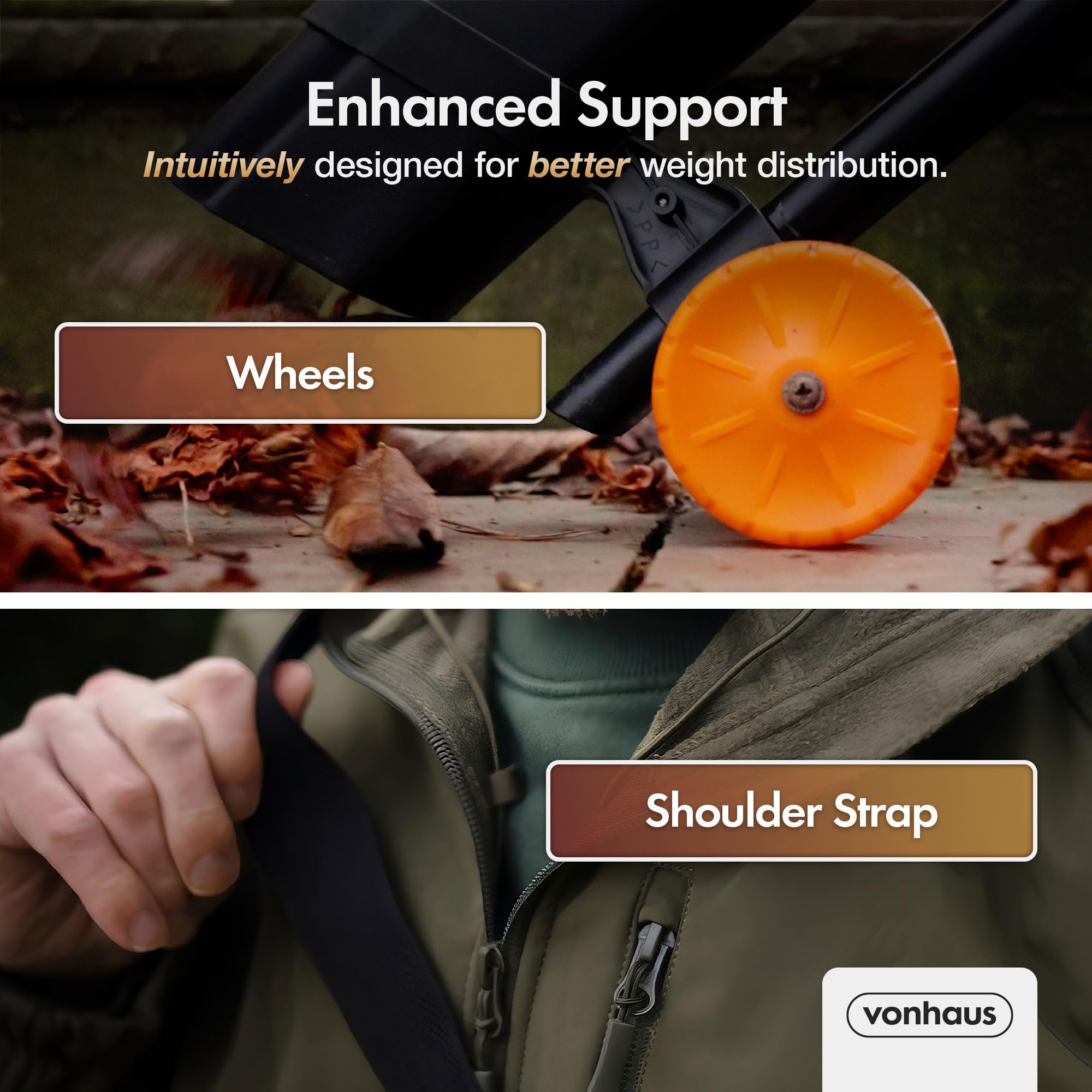 VonHaus Leaf Blower and Vacuum 3000W – Corded Leaves Collector, Clear Gardens, Patios, Gutters, Driveways & More – Lightweight, 10m Cable, Shoulder Strap, Wheels, 35L Collection Bag – 3 Year Warranty