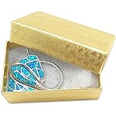 TheDisplayGuys - 25-Pack #21 Cotton Filled Cardboard Paper Jewelry Boxes Gift Case - Gold Foil (2.6" x 1.6" x 1.0") - for Shipping or Storage
