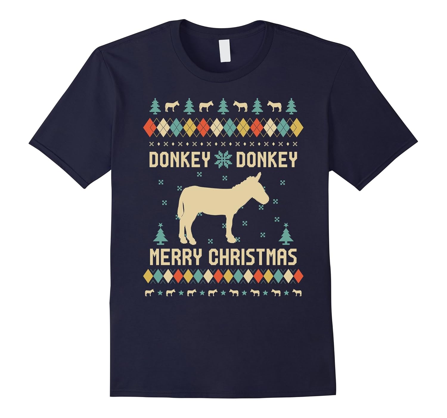 Donkey Christmas T-Shirt, Sweater Vintage Retro T-Shirt-ANZ