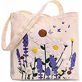 SUNWISHA Aesthetic Canvas Tote Bag - Reusable Spacious Shoulder Bag for Women Shopping, Work, Gym, Travel