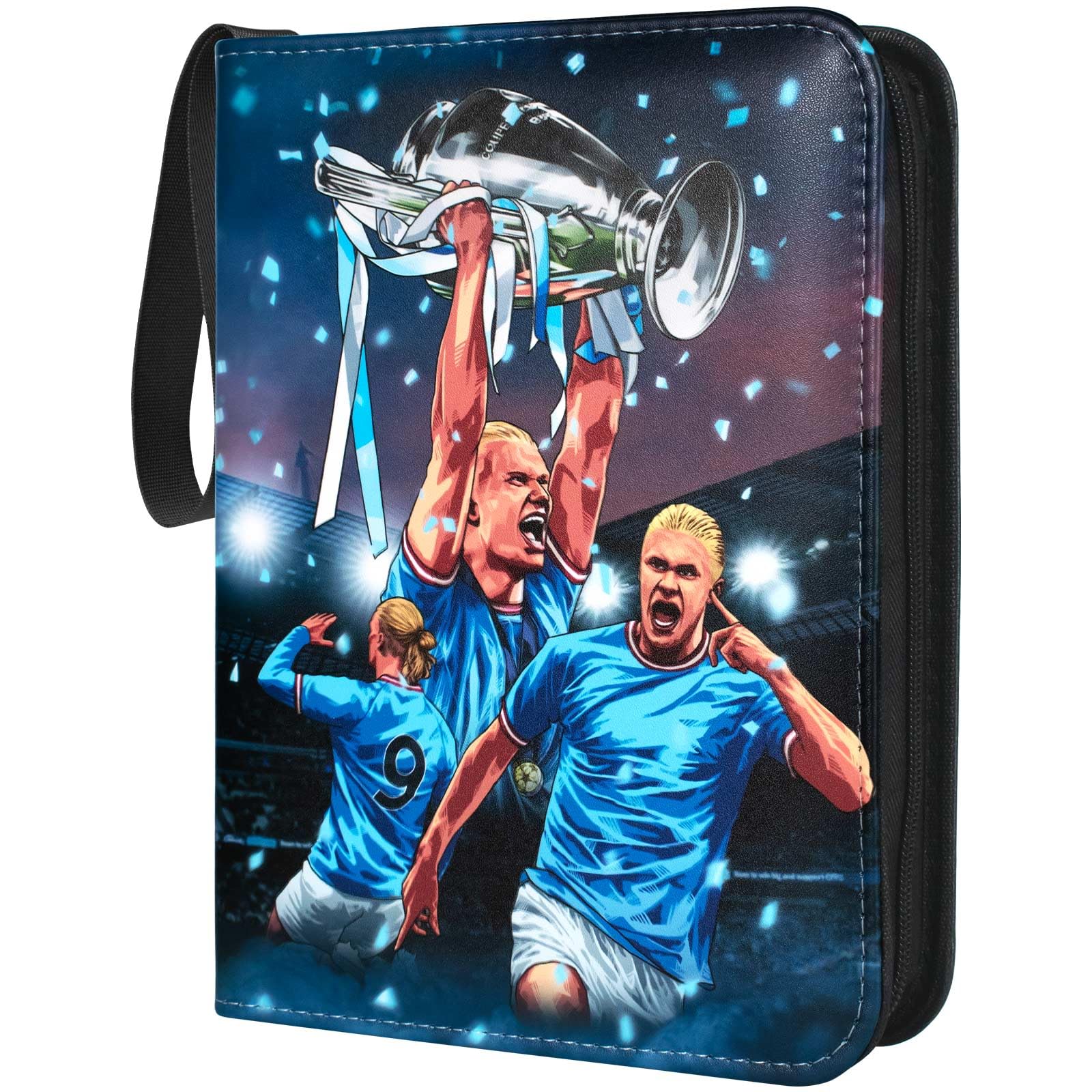 Trading Card Album for Football, Binder Card Holder, Binder with Sleeves, Football Card Holder Album, Trading Card Game Collection, Carrying Card Folder, 50 Page 400 Card Capacity, Light blue