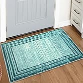 Lahome Amabel Modern Abstract Area Rug, Washable Teal 2x3 Entryway Rugs Non Slip Kitchen Carpet Indoor Front Door Throw Rugs,