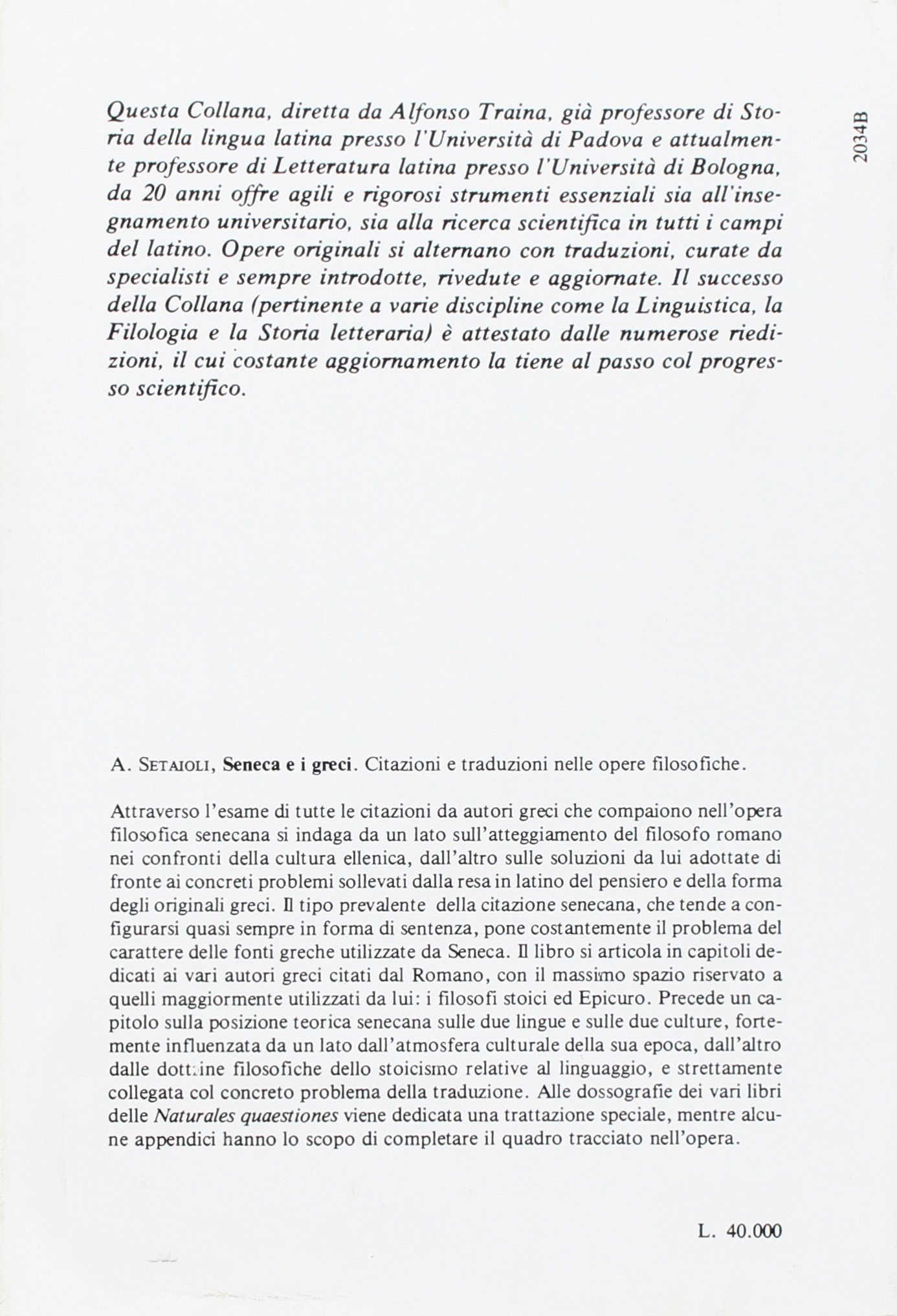Seneca E I Greci Citazioni E Traduzioni Nelle Opere Filosofiche Testi Insegnamento Univers Del Latino Amazon Es Setaioli Aldo Libros En Idiomas Extranjeros