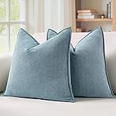 MIULEE Pack of 2 Dusty Blue Decorative Pillow Covers 20x20 Inch Soft Chenille Luxurious Couch Throw Pillows Farmhouse Cushion Covers with Elegant Design for Sofa Bedroom Living Room Spring Home Decor