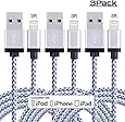 EverDigi 3Pack 3FT Lightning to USB Cable, Premium Nylon Braided Charging Cable Cord Compatible with iPhone 7/7 Plus/6/6s/6 plus/6s plus, iPhone 5/5s/5c,iPad, iPod & More (White)