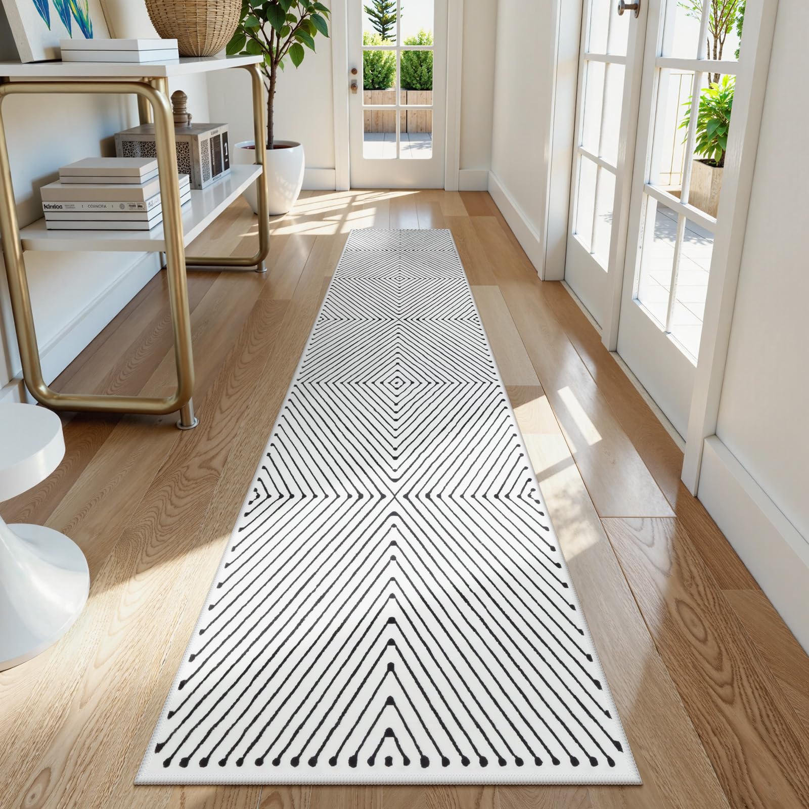 Photo 1 of LIVEBOX Washable Hallway Runner Rug 2.5x12, Modern Geometric Non-Slip Kitchen Runner Rugs, Non-Shedding Indoor Carpet for Entryway Laundry Room Bathroom