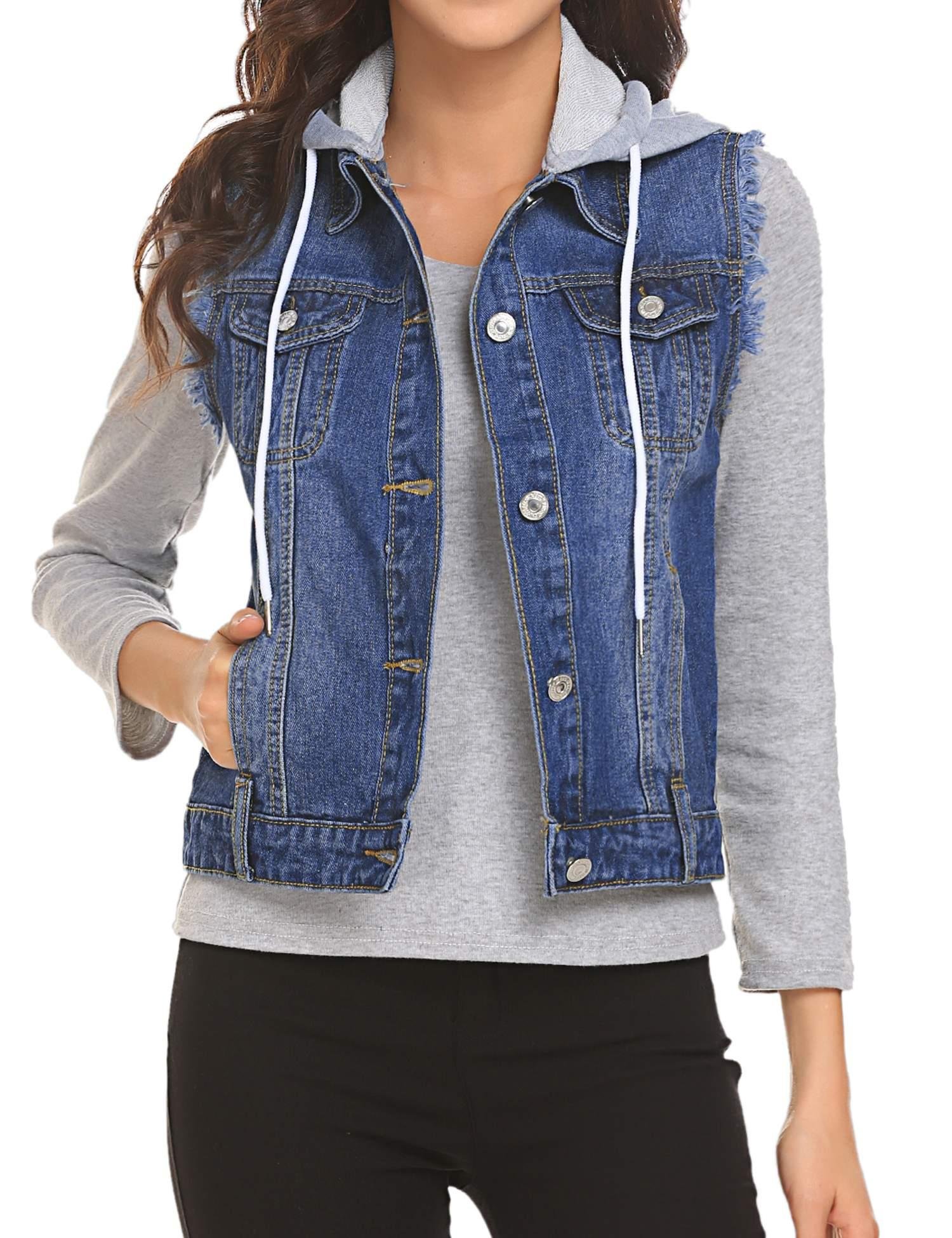 sleeveless jean vest womens