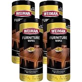 Weiman Wood Cleaner and Polish Wipes - 4 Pack (120 Wipes) - for Furniture to Beautify and Protect No Build-Up Contains Ultra Violet Protection Pleasant Scent Surface Safe - 30 Count Each,30 Count (Pack of 4)