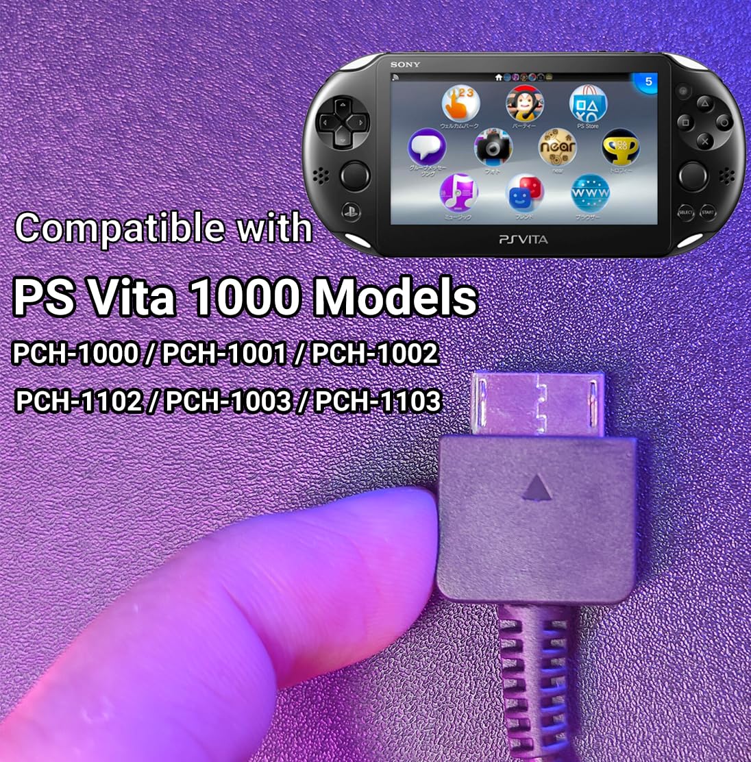 Charger Cable for PS Vita, 2 in 1 USB Data & Power Charger Cord Replacement for PlayStation Vita 1000, Black, 3.3ft