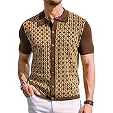 PJ PAUL JONES Men's Contrast 70s Vintage Polo Shirts Short Sleeve Knitwear