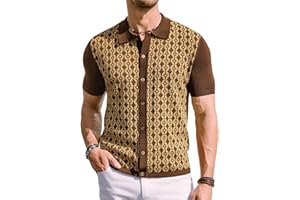 PJ PAUL JONES Men's Contrast 70s Vintage Polo Shirts Short Sleeve Knitwear