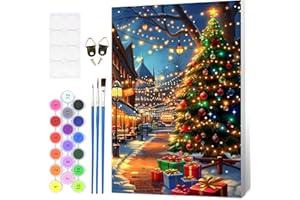 HEIBAGO Kit de peinture par numéros de Noël pour adultes avec cadre, kit de peinture par numéros pour adultes - Motif arbre d