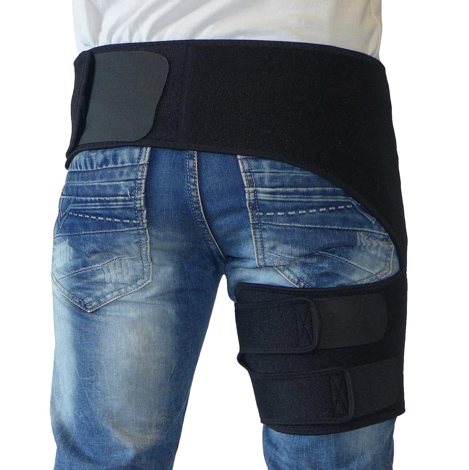 Hip Brace for Sciatica Pain Relief - Groin Thigh Hamstring Compression Sleeve Support Men Women SI Joint Hip Flexor Labral Tear Arthritis Bursitis Belt Sciatic Nerve Wrap Spica Stabilizer Pull Strain (Black): Industrial & Scientific