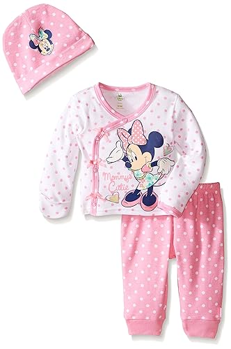 Disney Girls' Minnie Mouse 3 Piece Layette Set, Pink, 6-9 Months