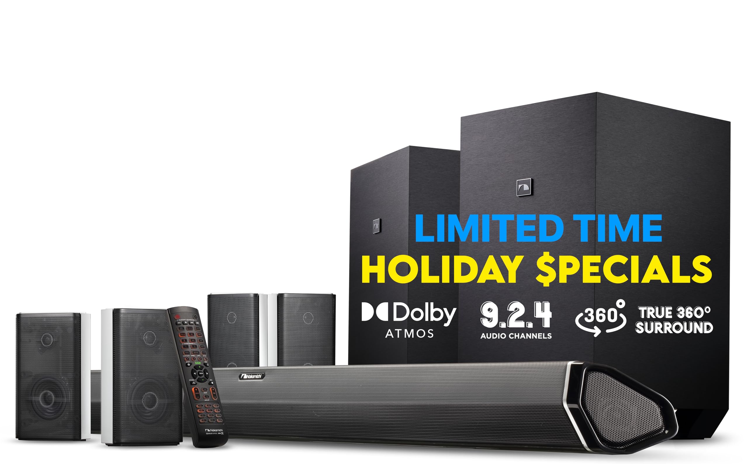 Photo 1 of Nakamichi Shockwafe Ultra 9.2.4 Channel 1000W Dolby Atmos/DTS:X Soundbar with Dual 10" Subwoofers (Wireless) & 4 Rear Surround Speakers. Enjoy Plug and Play Explosive Bass & High End Cinema
