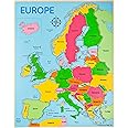 Bigjigs Toys, Europe World Map Puzzle, Wooden Toys, Jigsaw Puzzle, Jigsaw Puzzles for Kids, Wooden Puzzle, Puzzles for 3 4 5 Year Olds, Toddler Toys