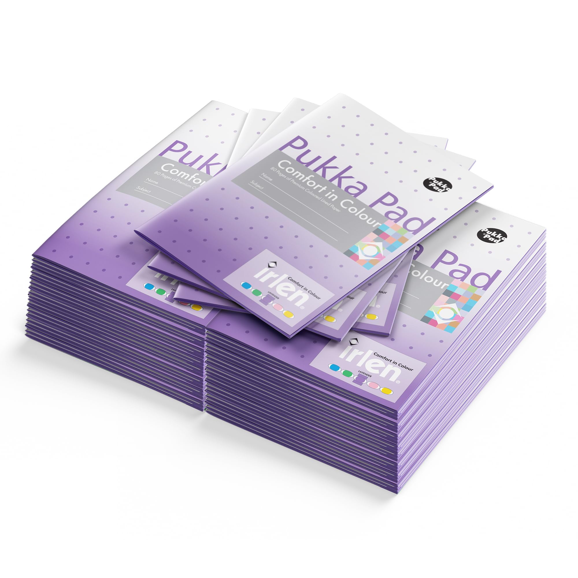 Pukka Pad Irlen A5 Exercise Book – Pack of 40 Staple Bound Notebooks with 80 Pages, 40 Sheets of 80GSM Paper – Designed with Guidance from the Irlen Institute to Help with Visual Processing – Lavender