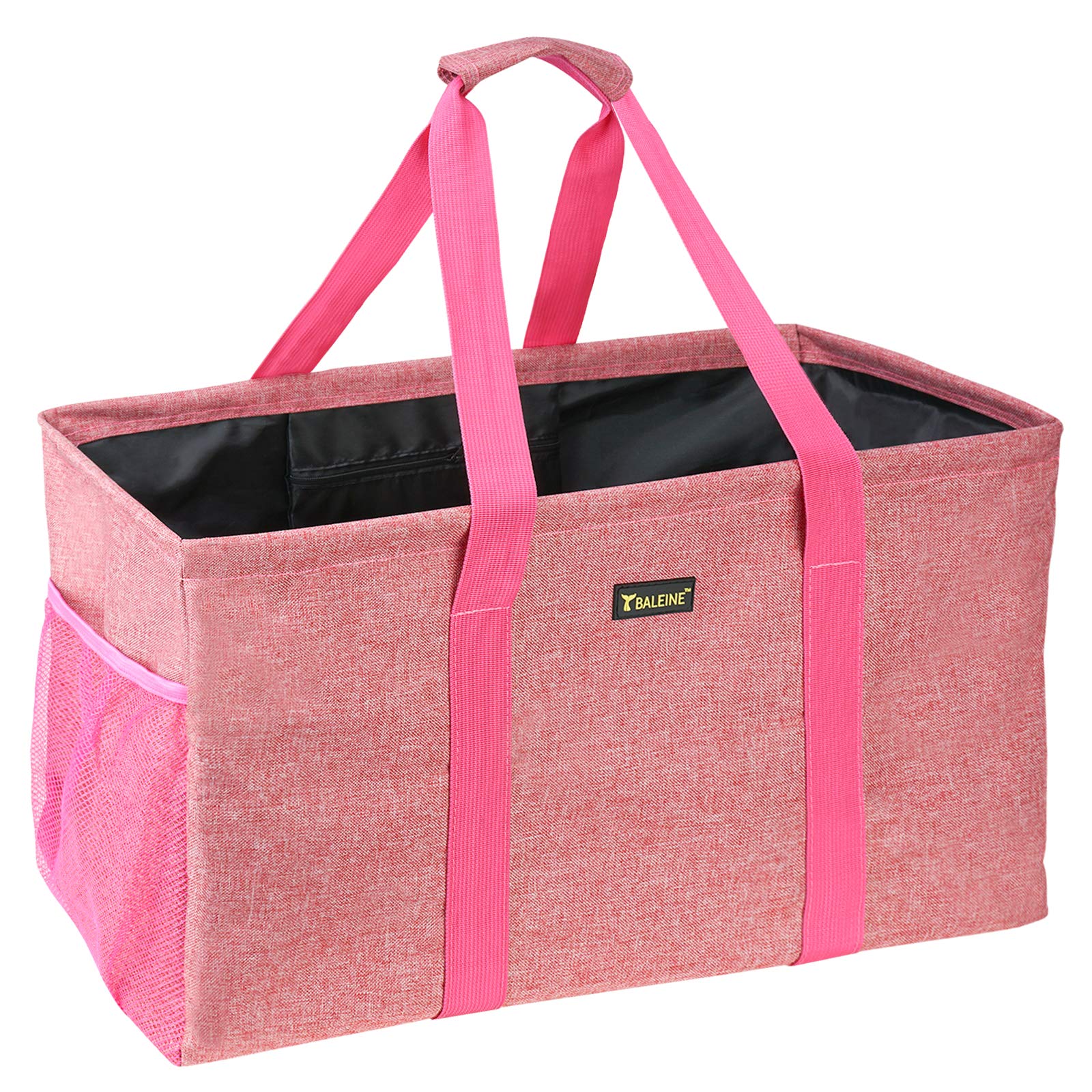 Extra Large Utility Tote Bag with Wire Frame for Storage (Pink, 22''x12''x10'')