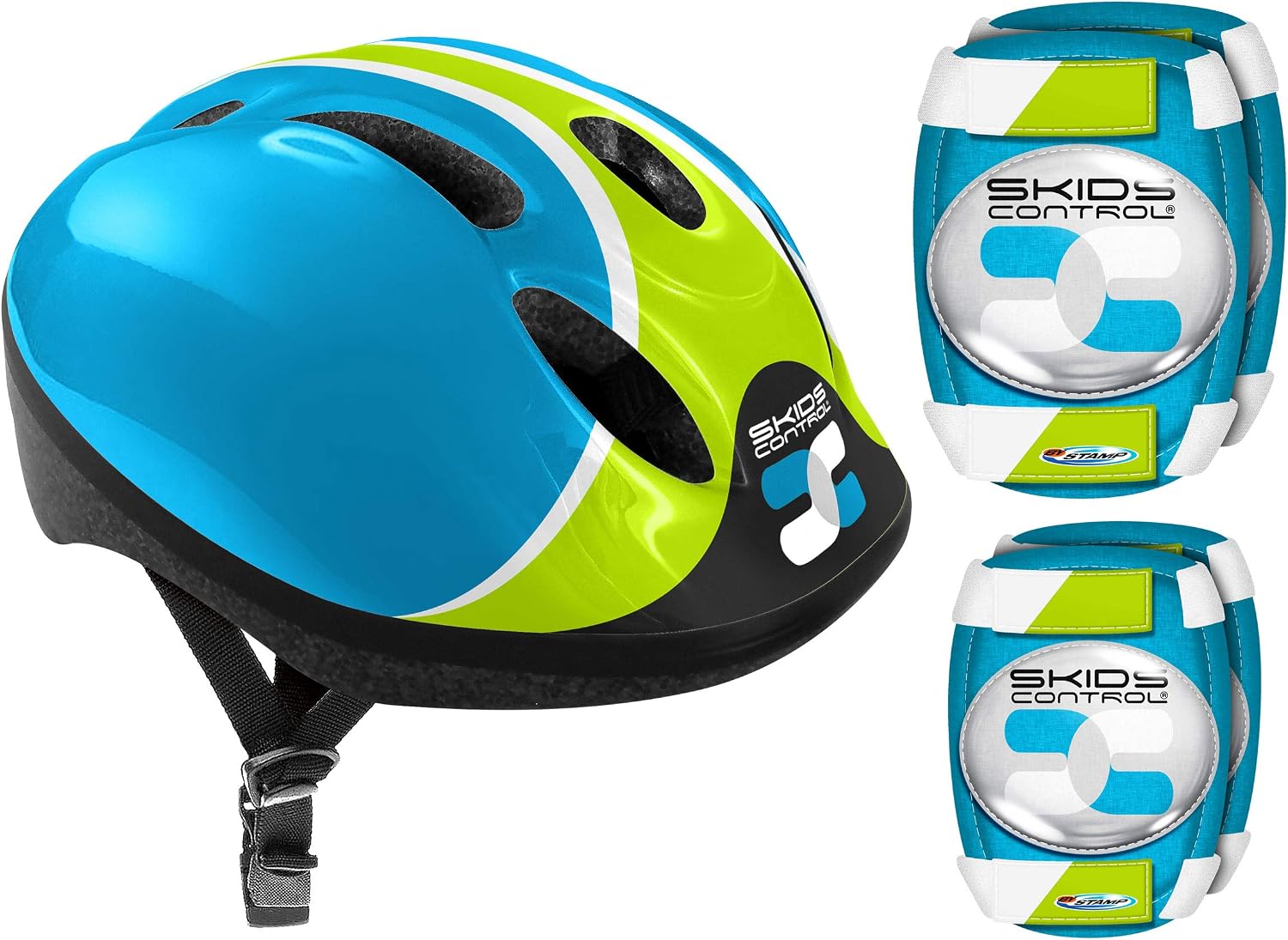 STAMP K680507 SKIDS CONTROL HELMET + ELBOW PADS BLUE COMBO, SKIDS CONTROL BLUE