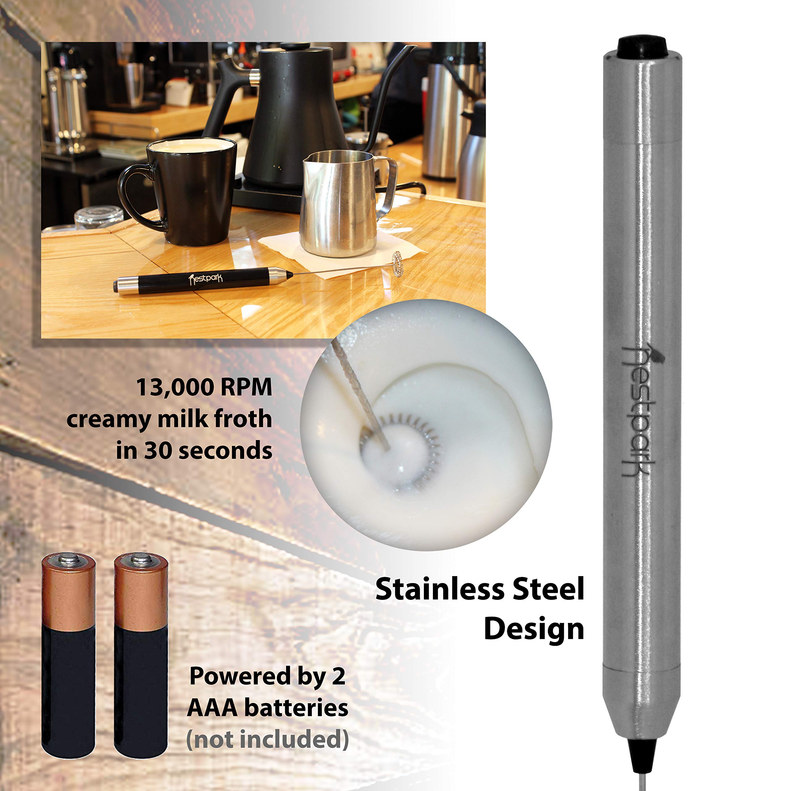 Nestpark Portable Drink Mixer And Milk Frother Wand Small HandHeld