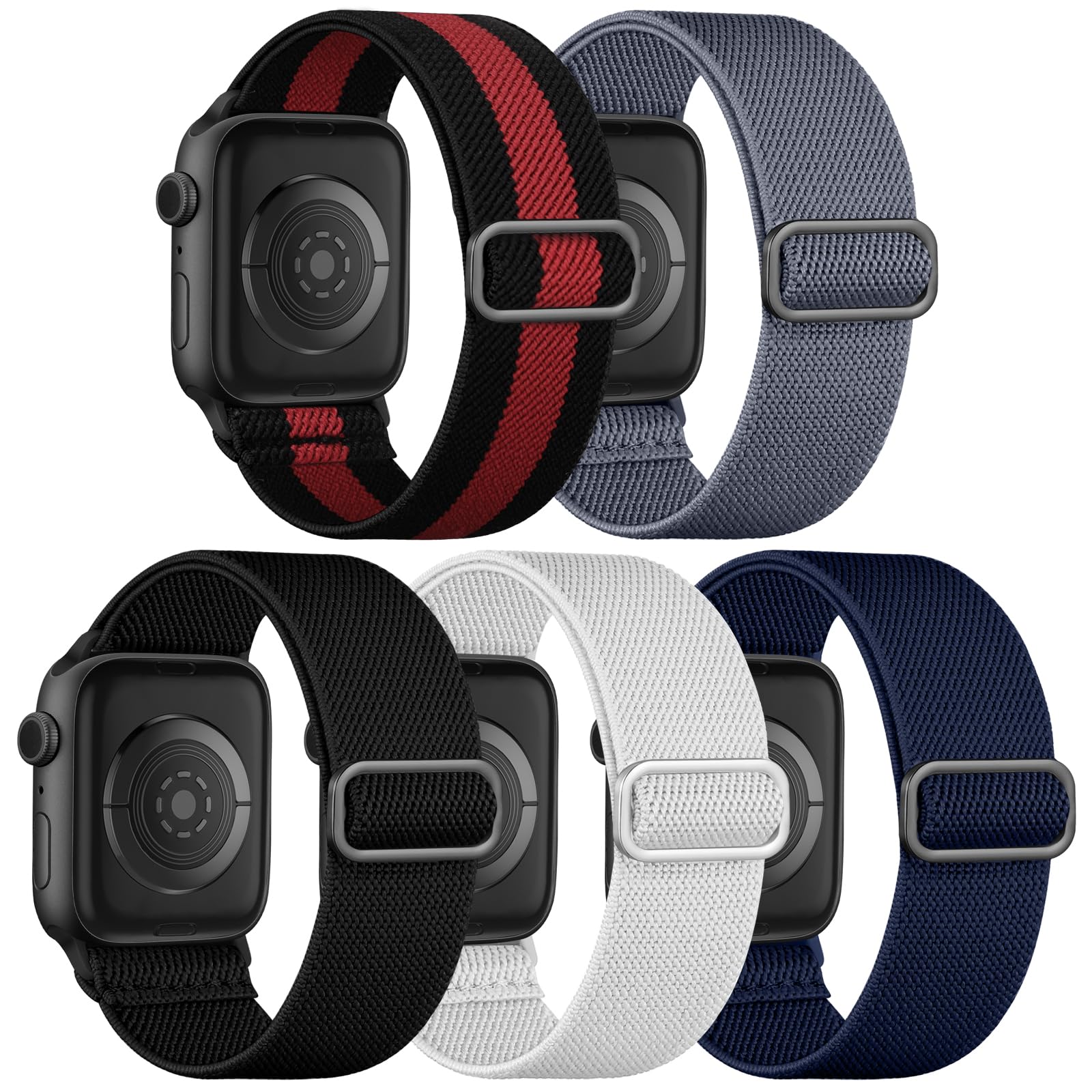 Dirrelo Elastic Bands Compatible with Apple Watch Band 45mm 44mm 49mm 41mm 42mm 40mm 38mm Men Women, Soft Stretchy Braided Nylon Wristband Strap for Apple Watch Series 9 8 7 6 5 4 3 2 1 SE Ultra