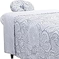 ForPro Premium Designer Microfiber 3-Piece Massage Sheet Set, Island Tranquility, Ultra-Light, Stain and Wrinkle-Resistant, Includes Massage Flat Sheet, Fitted Sheet and Face Rest Cover, White