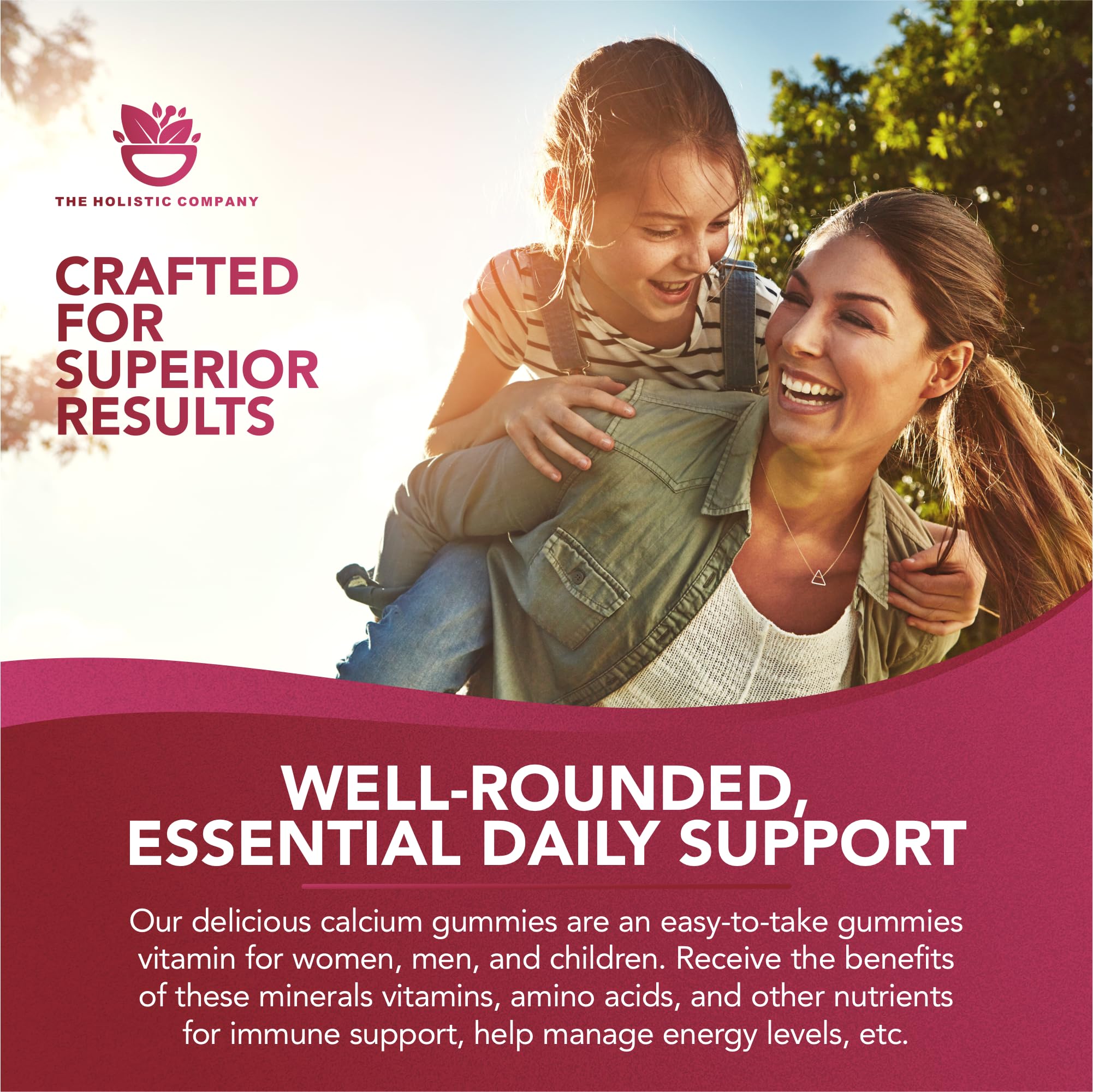 The Holistic Company Magnesium Glycinate Gummies 400MG for Adults & Magnesium for Kids - Premium Quality High Strength Magnesium Gummies