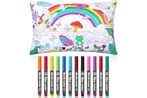 Mindsoft Coloring Craft Coloring Pillowcase Pillow Covers with 12 Pcs Markers Pens for Decoration Supplies Craft, 28.7 x 19.7 Inch (Butterfly)