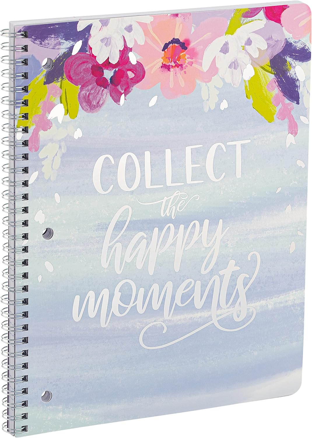 Printed 1 Subject Notebook 10.5 x 8.5 College Ruled Paper 60 GSM 80 Sheets “Silver Lining Collection” (Beautiful, Joy, Happy) Perfect for School, Office and Home Use - 3 Pack by Emraw : Office Products